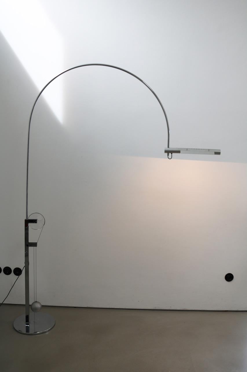 Swiss Early Baltensweiler Halo Mobile Floor Lamp, Switzerland, 1970s For Sale