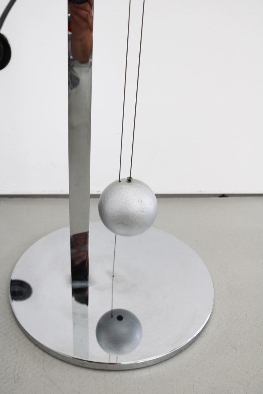 Chrome Lampadaire mobile Halo de Baltensweiler des débuts, Suisse, 1970 en vente