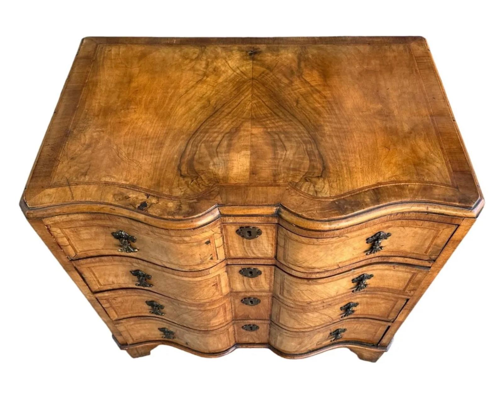 Baroque Early Banded Inlaid Walnut Serpentine Front Chest