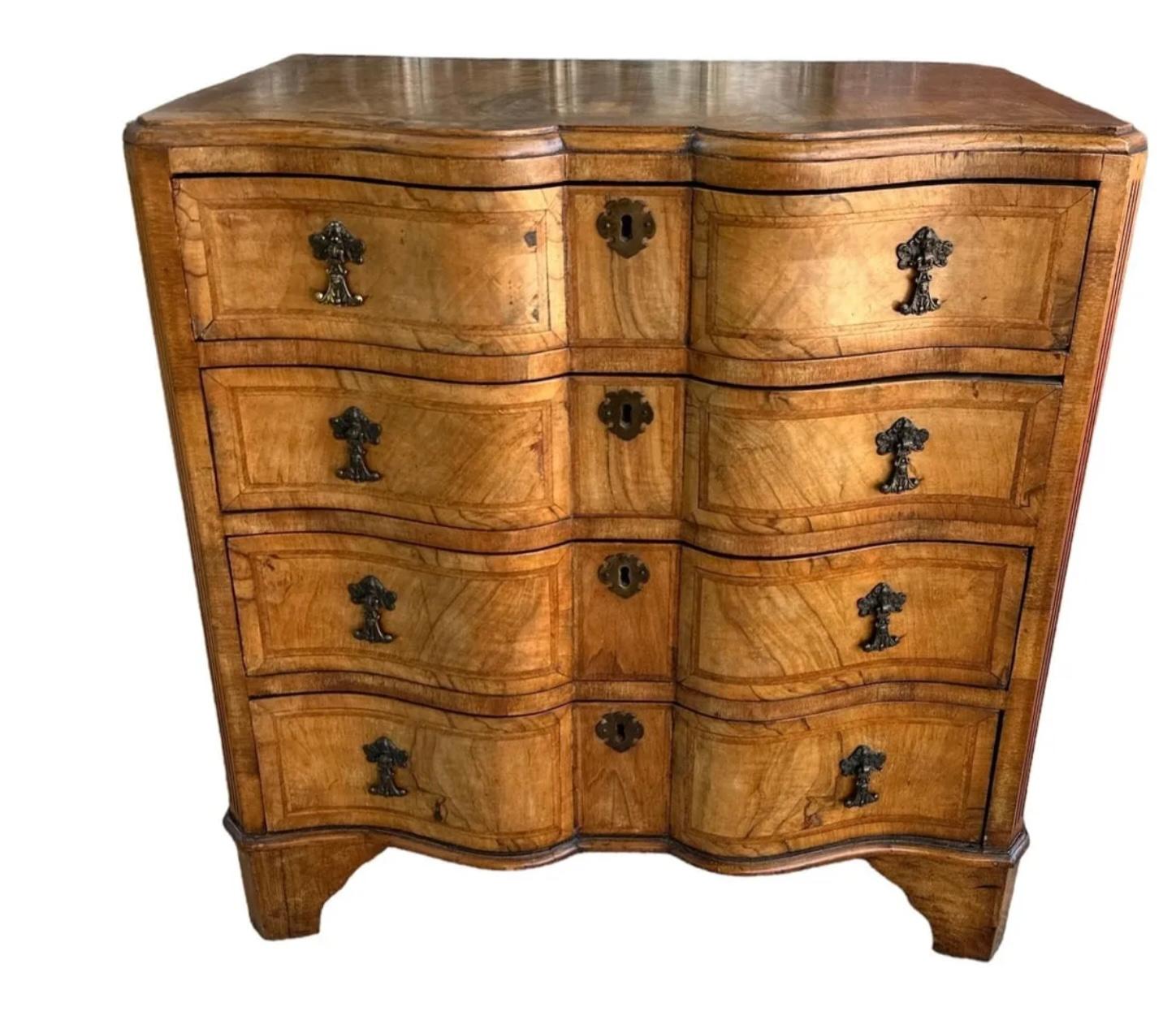 Early Banded Inlaid Walnut Serpentine Front Chest 1