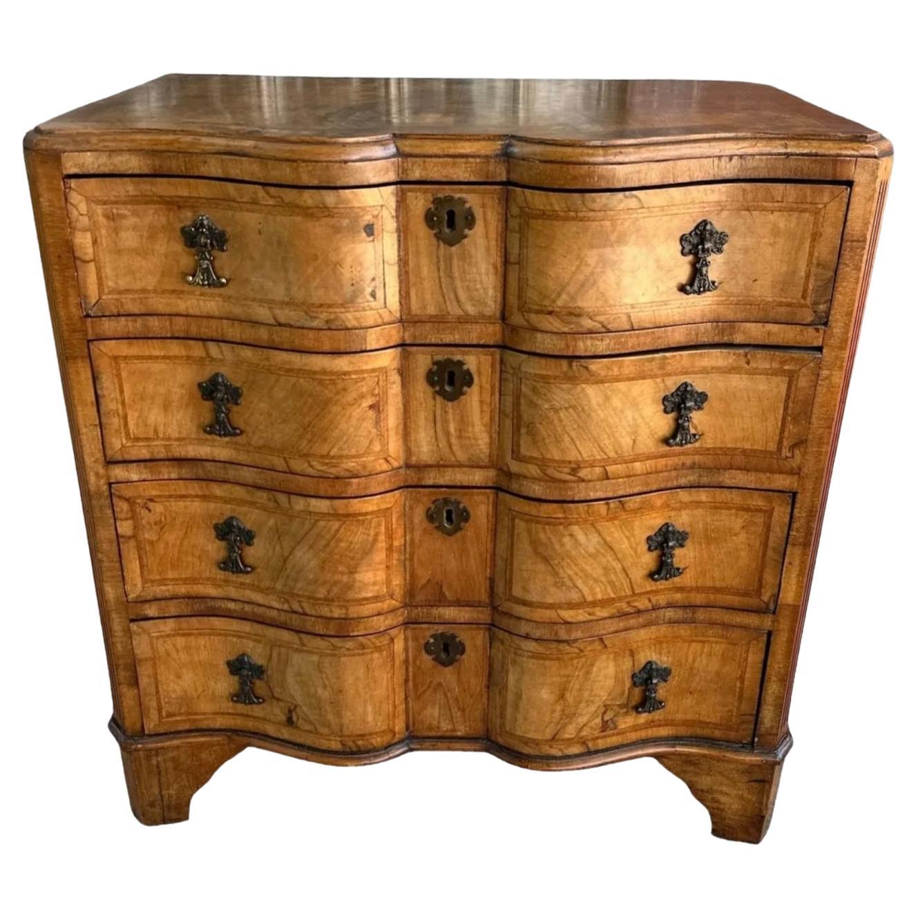Early Banded Inlaid Walnut Serpentine Front Chest
