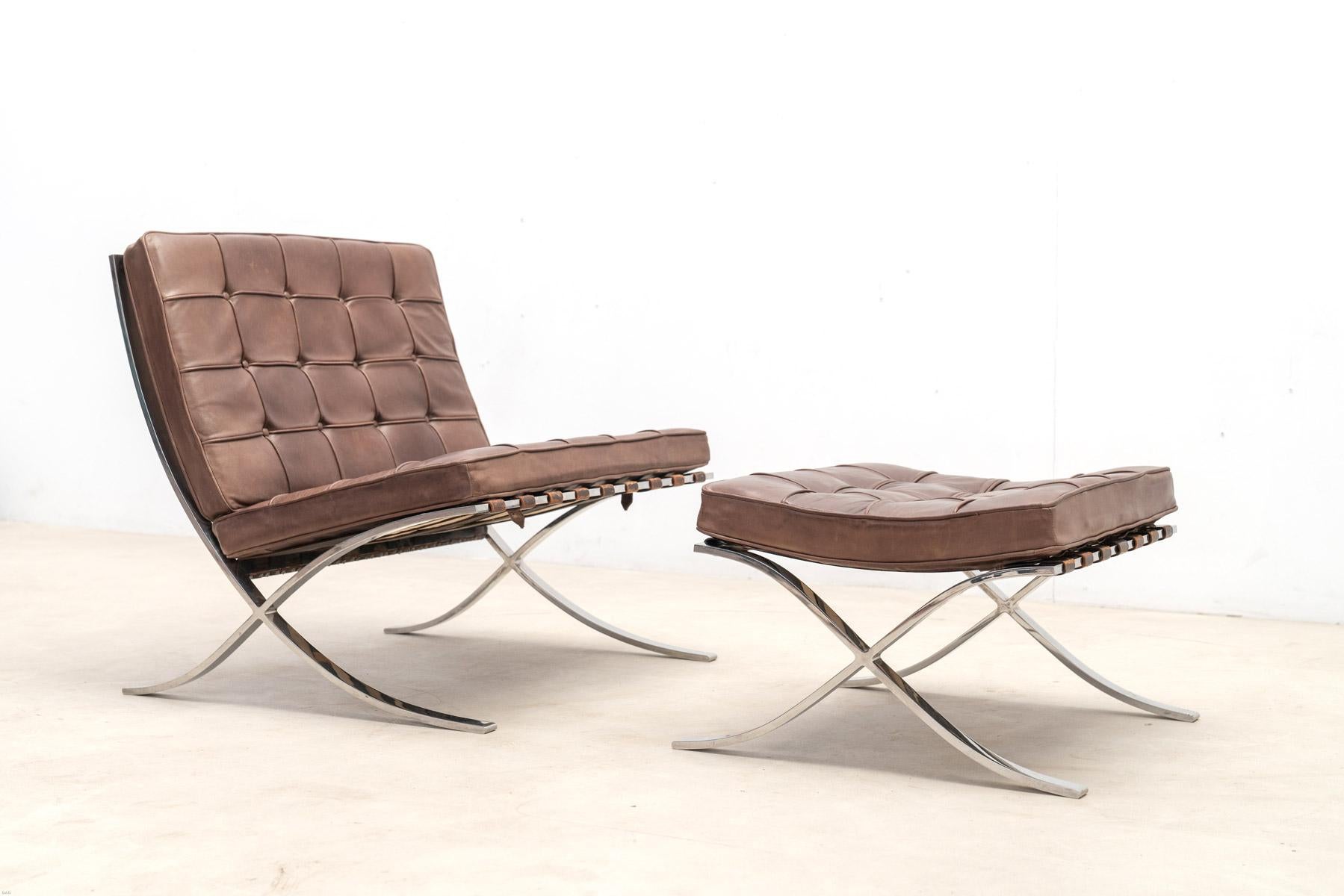  Früher Barcelona-Stuhl von Mies Van Der Rohe  (Moderne der Mitte des Jahrhunderts) im Angebot