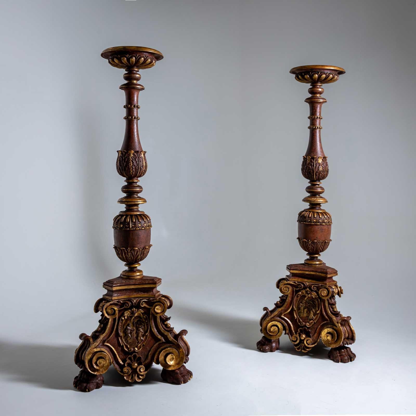 Early 17th Century Early Baroque Altar Candlesticks, Florence, dated 1627 For Sale