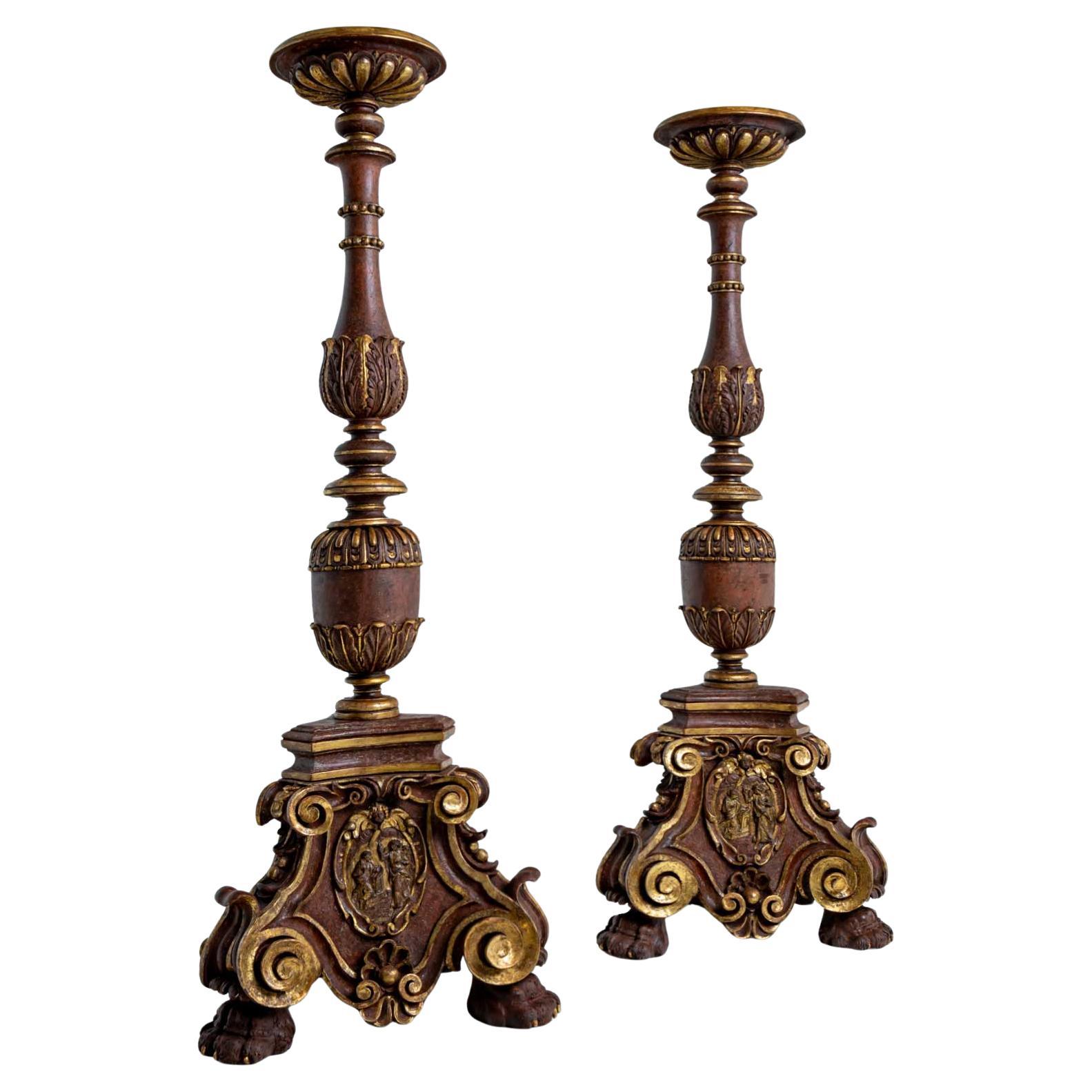 Early Baroque Altar Candlesticks, Florence, dated 1627 For Sale