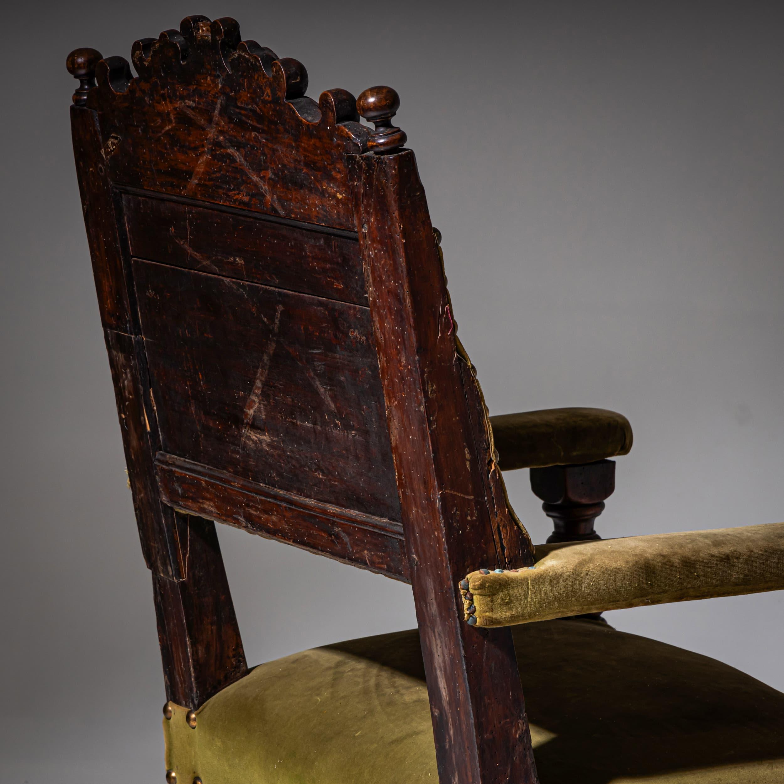 Sillón barroco temprano, fechado en 1701 en Bueno estado para la venta en Greding, DE