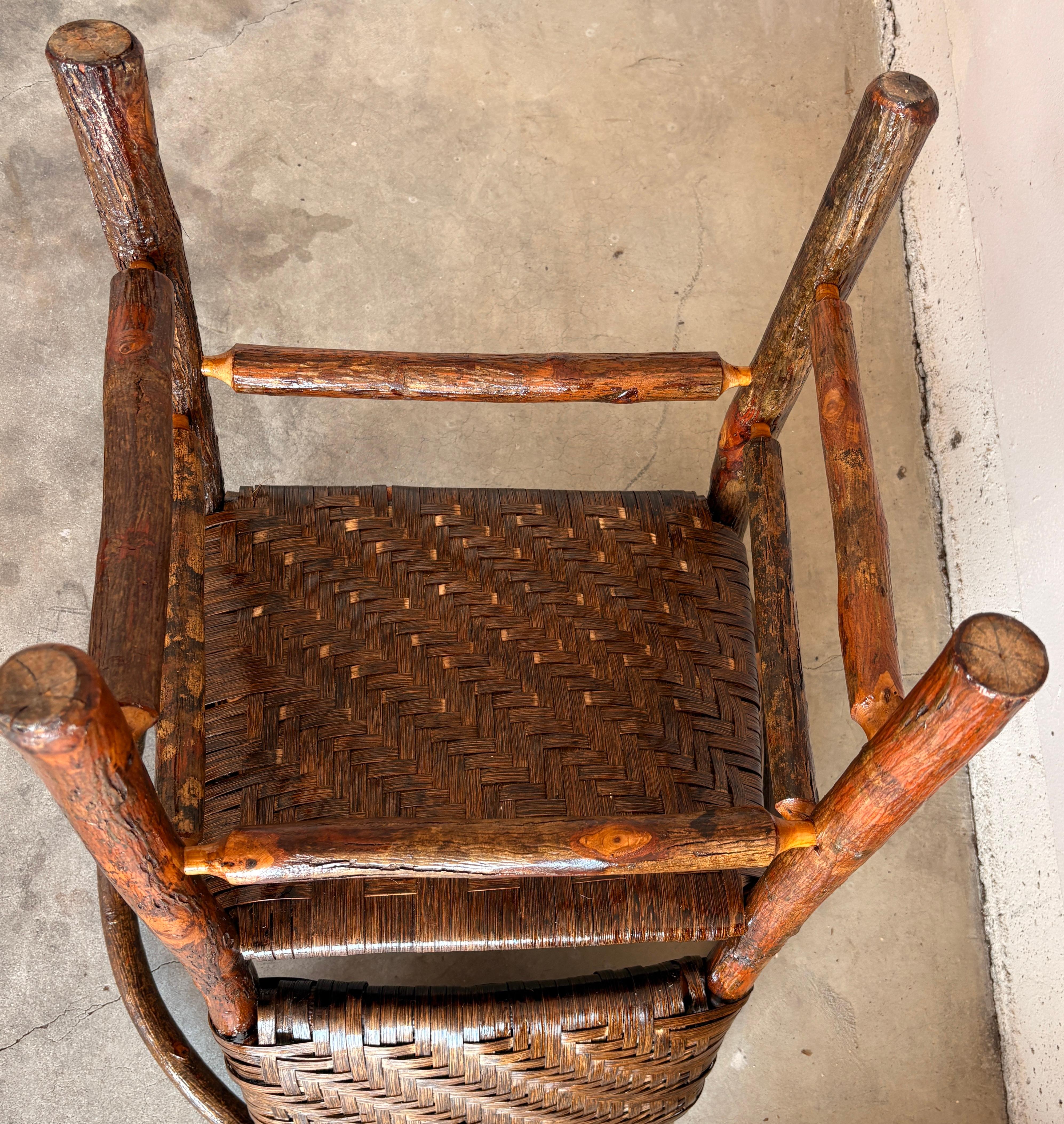 American Early Barrel Back Pair of Old Hickory Chairs For Sale
