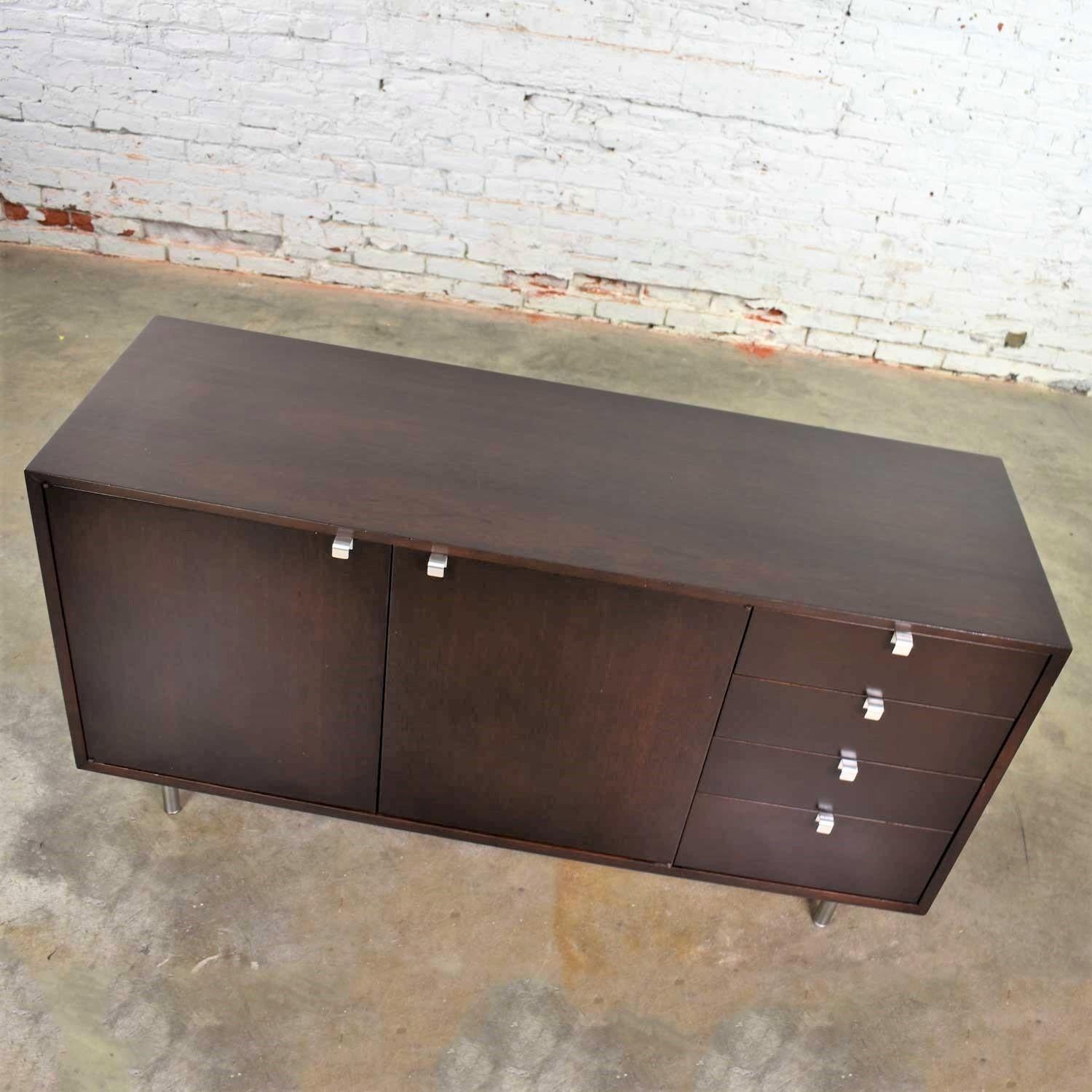 Mid-Century Modern Early Basic Cabinet Series Walnut Sideboard Credenza by George Nelson for Herman