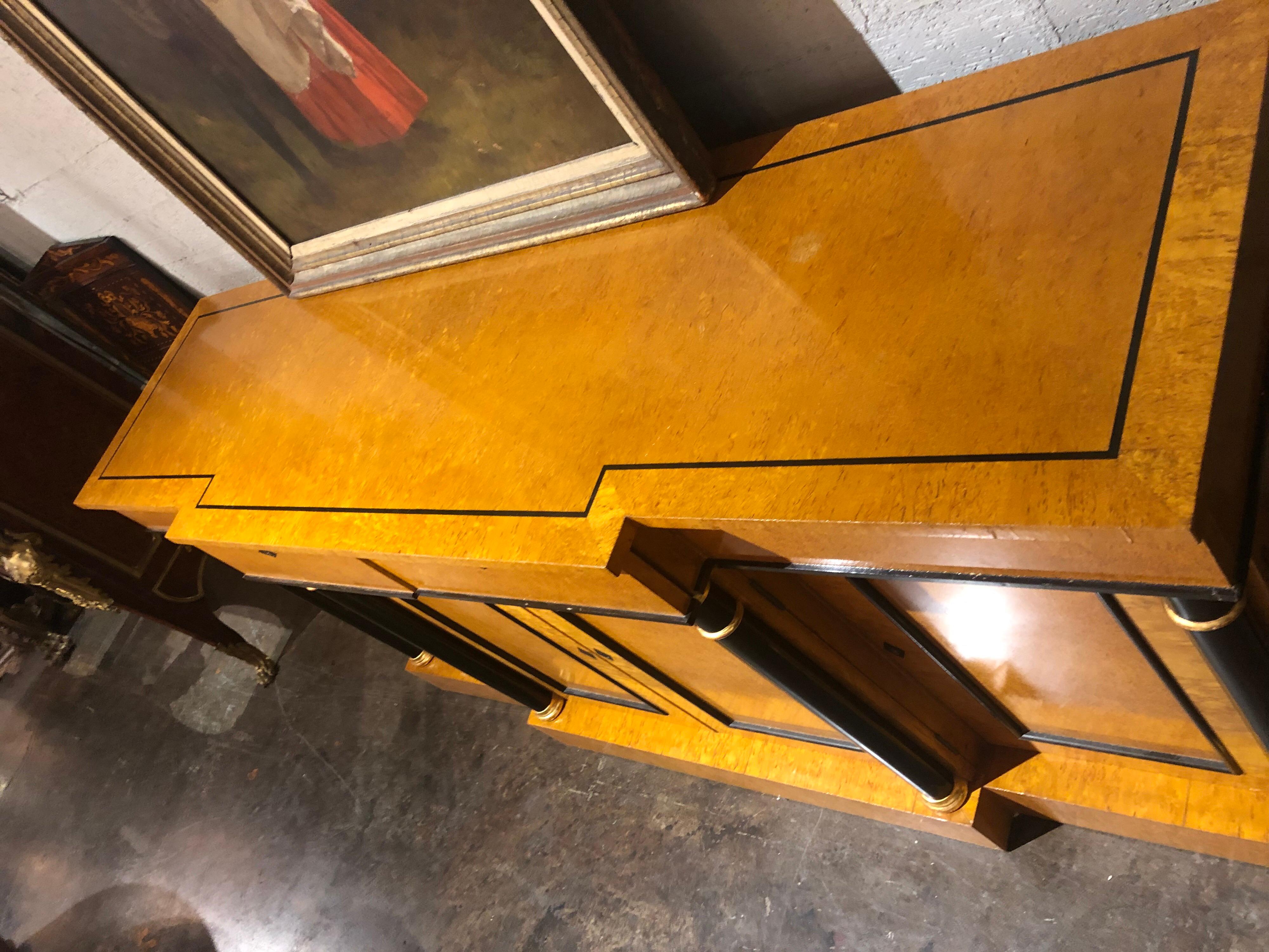 Maple and Ebony 4 Door Credenza In Good Condition In Dallas, TX