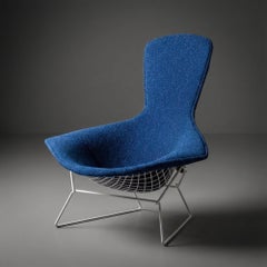 Early Bertoia Bird Chair in Gloss White & Raf Simons Kvadrat Wool Bouclé