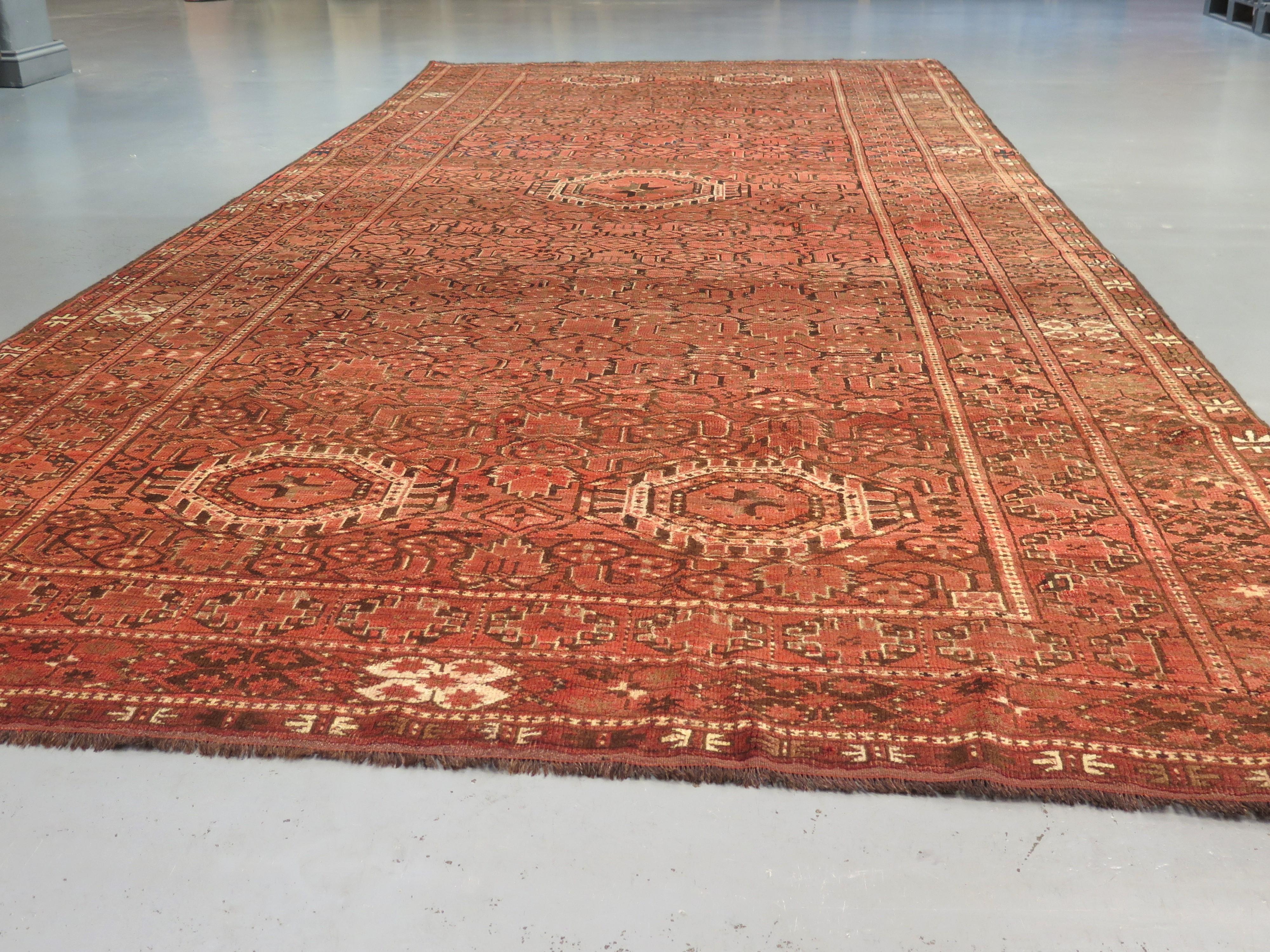 Vegetable Dyed Early Beshir Long Rug, c. 1880 For Sale