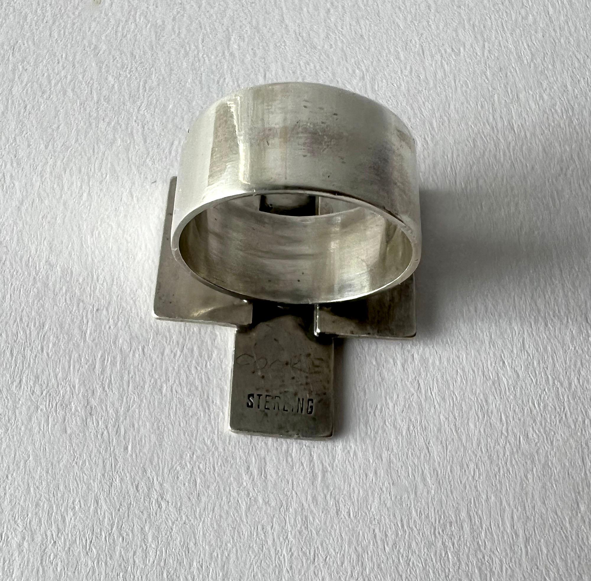 Early Betty Cooke Sterling Silver American Modernist Ring In Good Condition For Sale In Palm Springs, CA