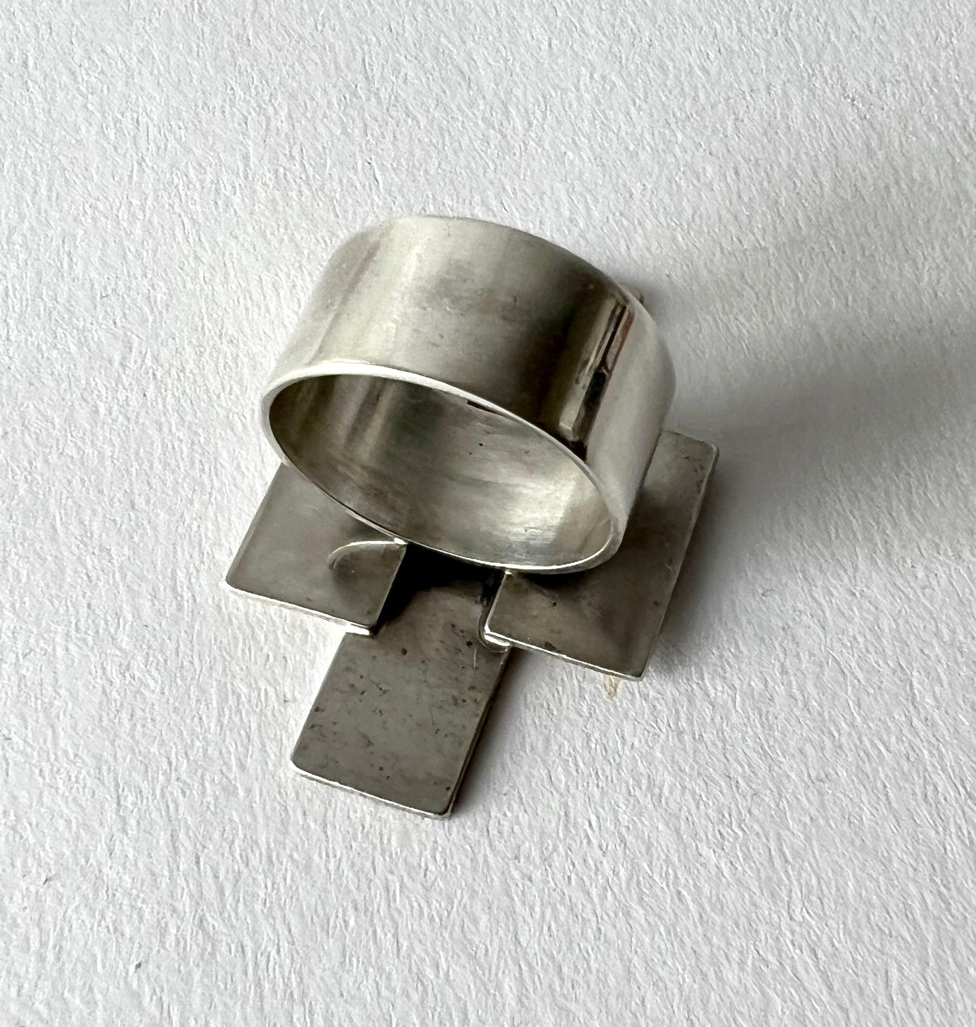 Women's Early Betty Cooke Sterling Silver American Modernist Ring For Sale