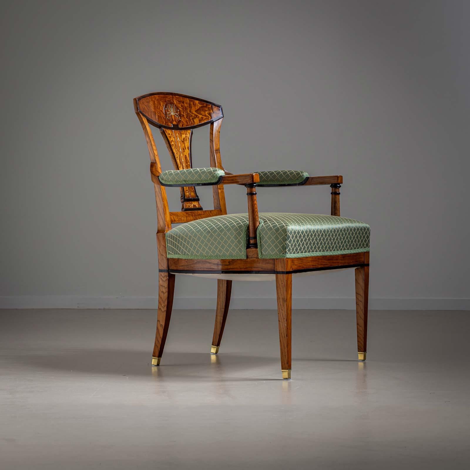 Brass Early Biedermeier Armchairs, Vienna around 1810 For Sale