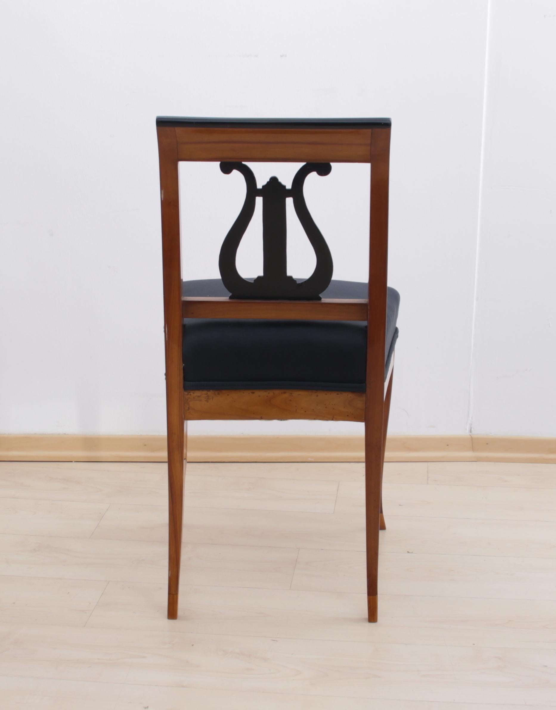 Early 19th Century Early Biedermeier Chair, Cherry, Ebonized Lyra, South Germany, circa 1820