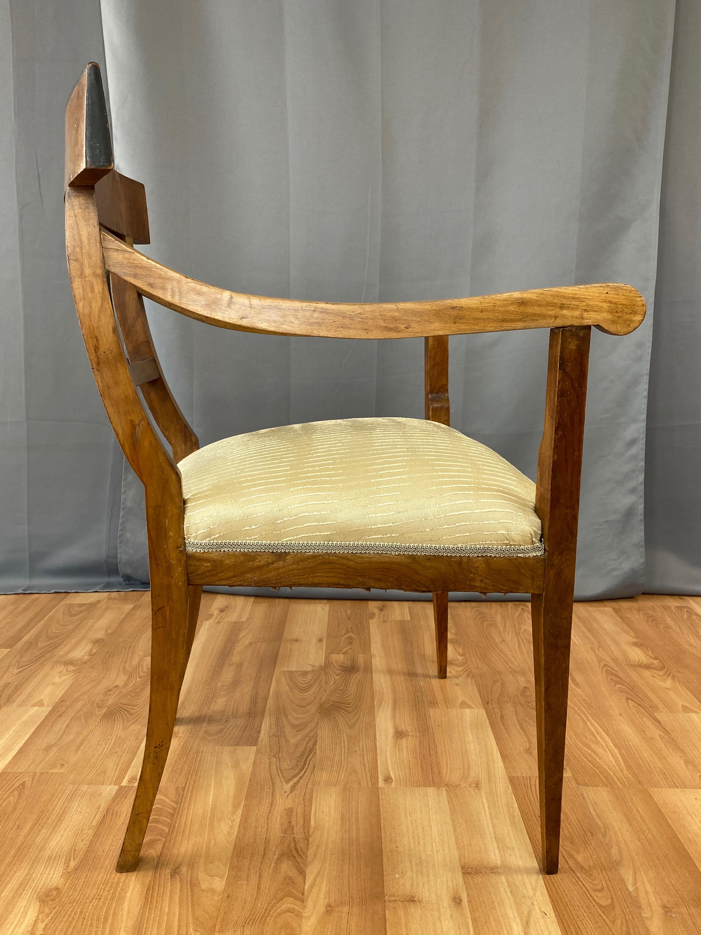 Early 19th Century Early Biedermeier Fruitwood and Ash Armchair with Upholstered Seat, c. 1825