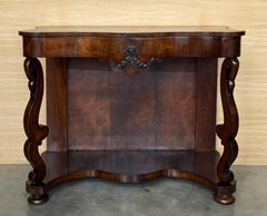 Frühes Biedermeier Konsolentisch aus Nussbaum mit Schublade, Österreich, um 1830