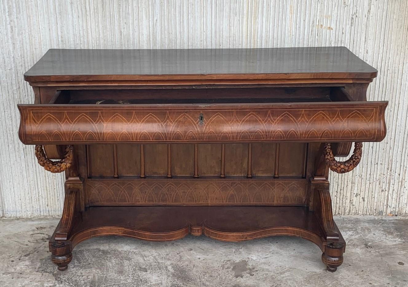 Early Biedermeier Period Walnut Console Table with Drawer, Austria, circa 1830 For Sale 2