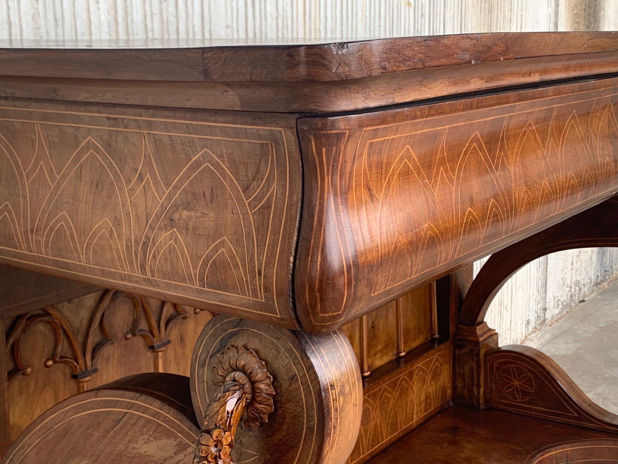 Early Biedermeier Period Walnut Console Table with Drawer, Austria, circa 1830 For Sale 4