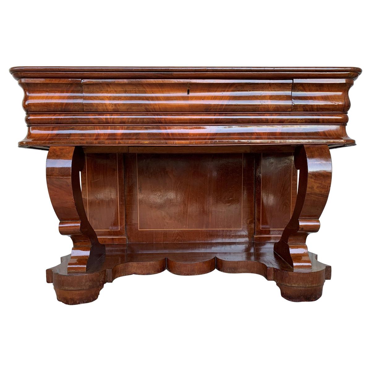 Early Biedermeier Period Walnut Console Table with Drawer, Austria, circa 1830 For Sale