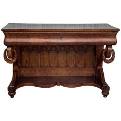 Tavolo consolle in noce con cassetto del primo periodo Biedermeier, Austria, 1830 circa