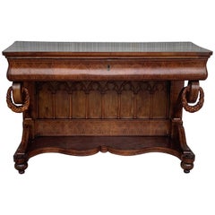 Antique Early Biedermeier Period Walnut Console Table with Drawer, Austria, circa 1830