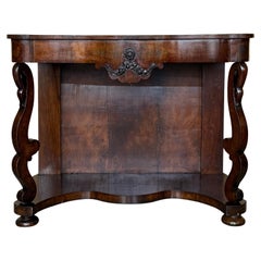 Early Biedermeier Period Walnut Console Table with Drawer, Austria, circa 1830