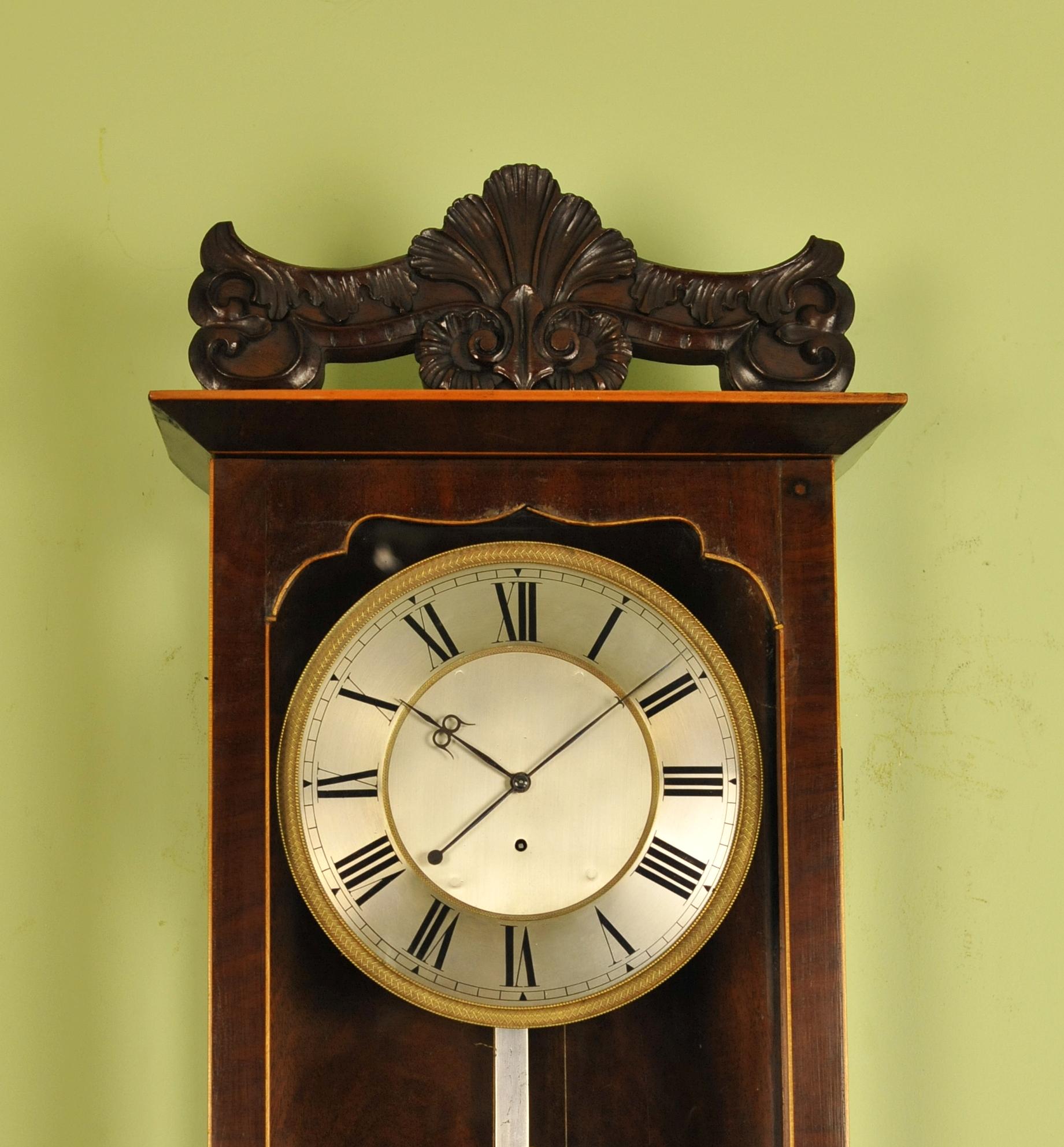 Austrian Early Biedermeier Vienna Regulator Wall Clock For Sale