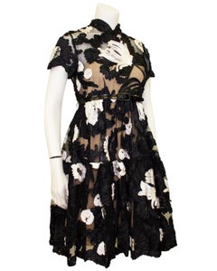 Early Bill Blass Black & White Guipure Lace and Ribbon Dress