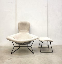 Chaise et pouf Early Birds Bouclé par Harry Bertoia pour Knoll, 1970
