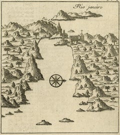 Early Bird's-Eye View of Rio Di Janeiro and Guanabara Bay, Brazil, 1702