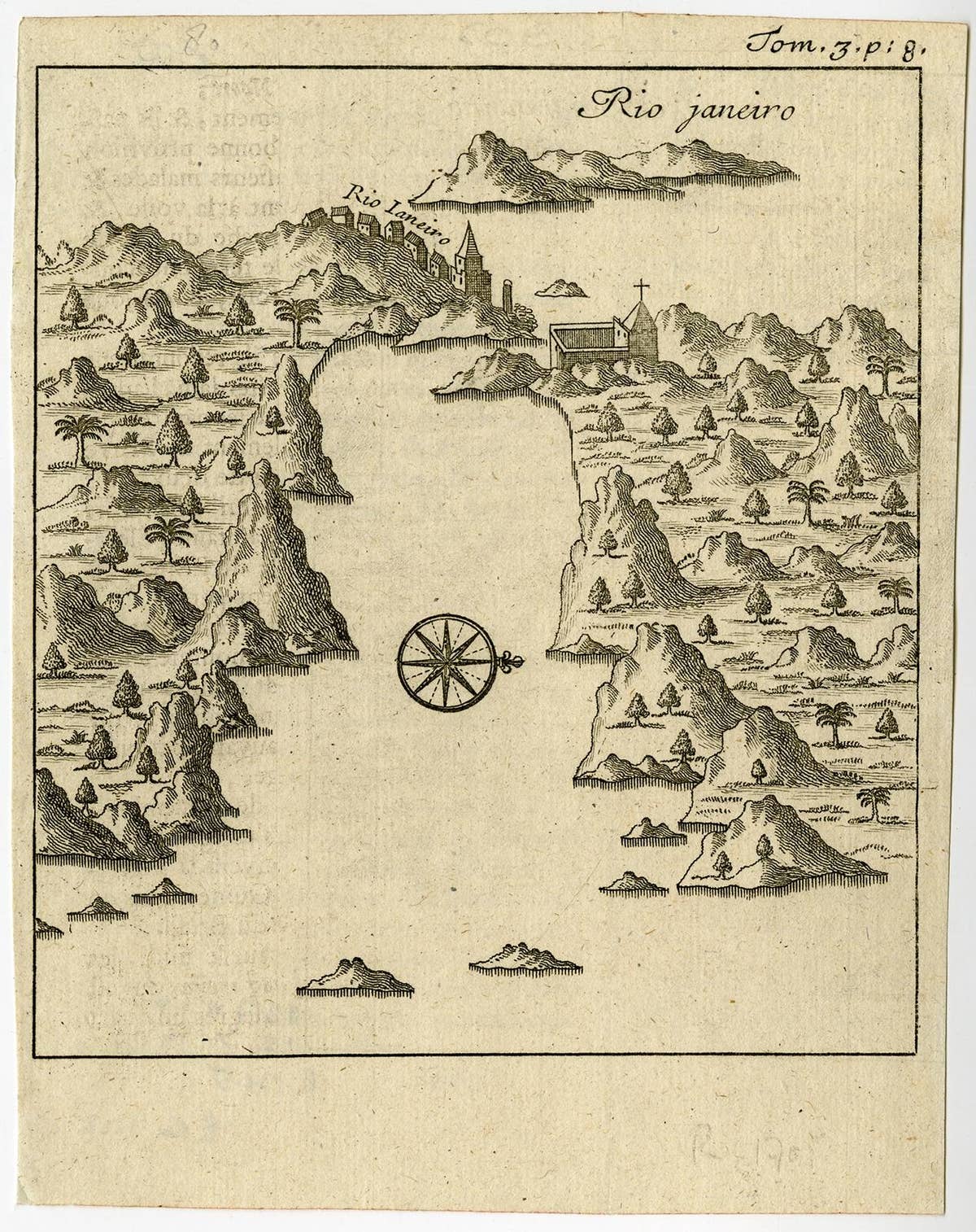 Early Bird's-Eye View of Rio Di Janeiro and Guanabara Bay, Brazil, 1702