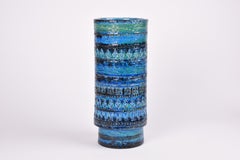 Grand vase italien Bitossi bleu turquoise Rimini par Aldo Londi, années 1960