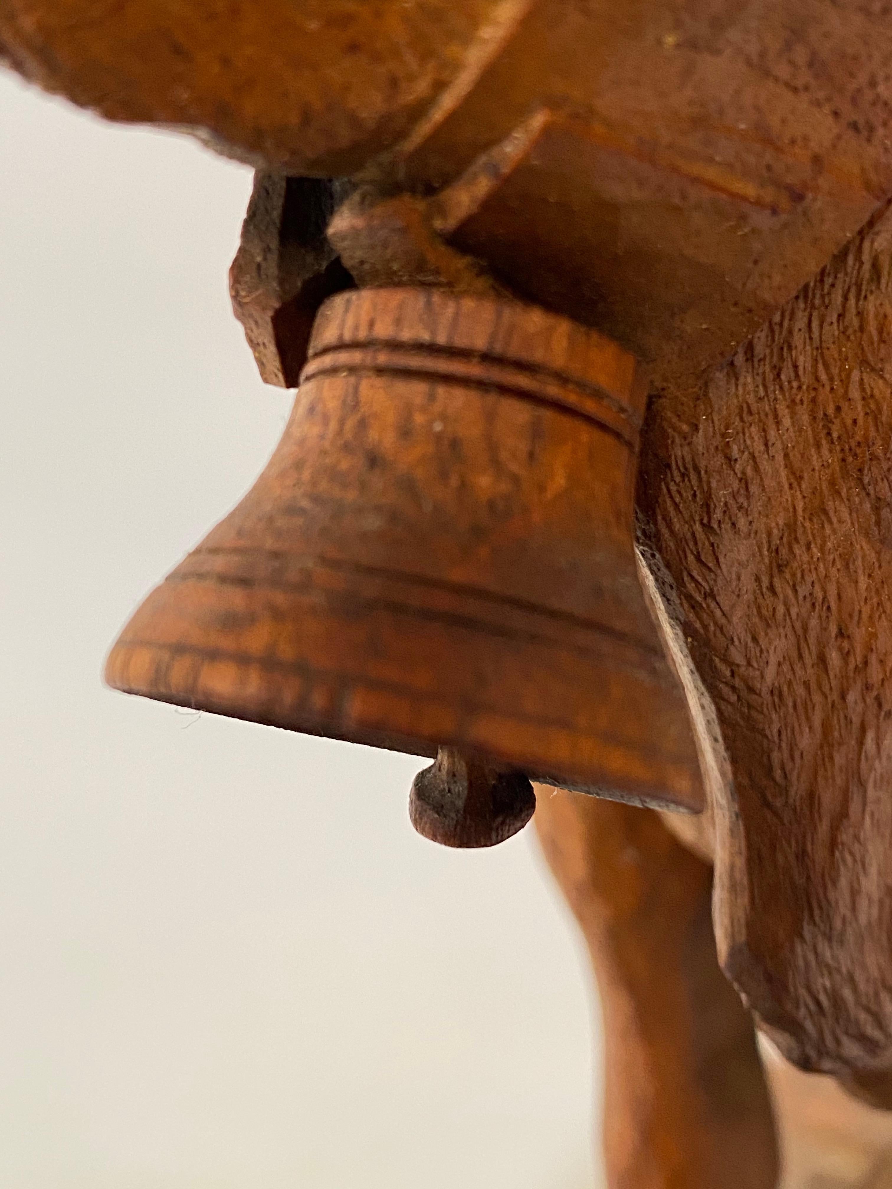 Early Black Forest Carved Wood Cow 2