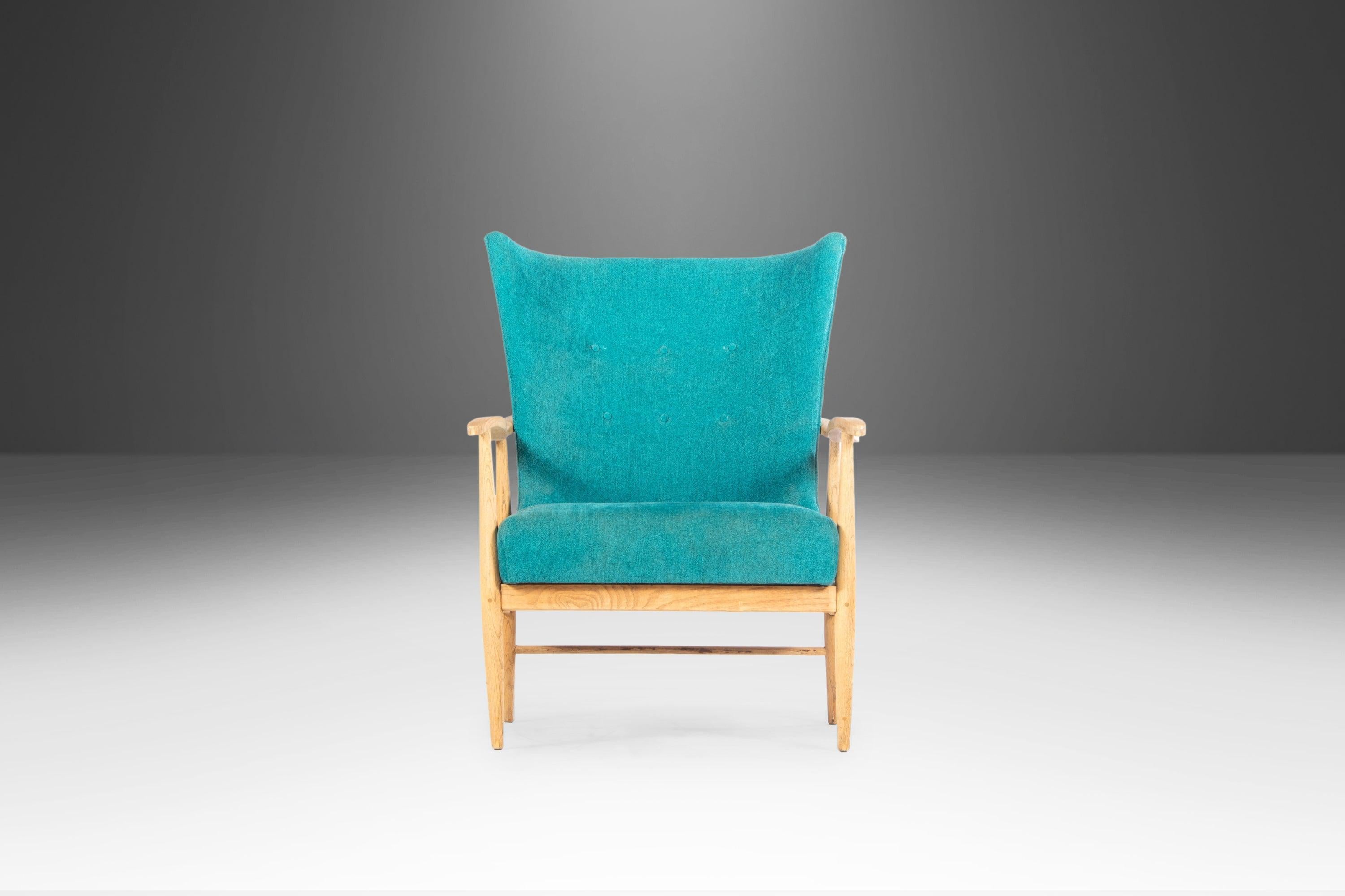 Mid-Century Modern American of Martinsville High Back Lounge Chair in Original Seafoam Fabric, 1960 For Sale