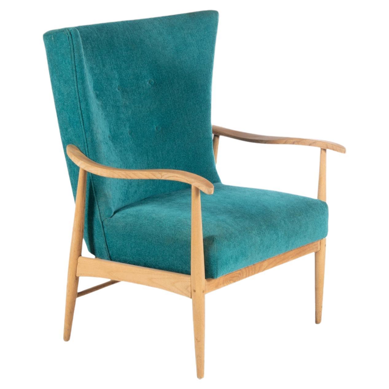 American of Martinsville High Back Lounge Chair in Original Seafoam Fabric, 1960 For Sale