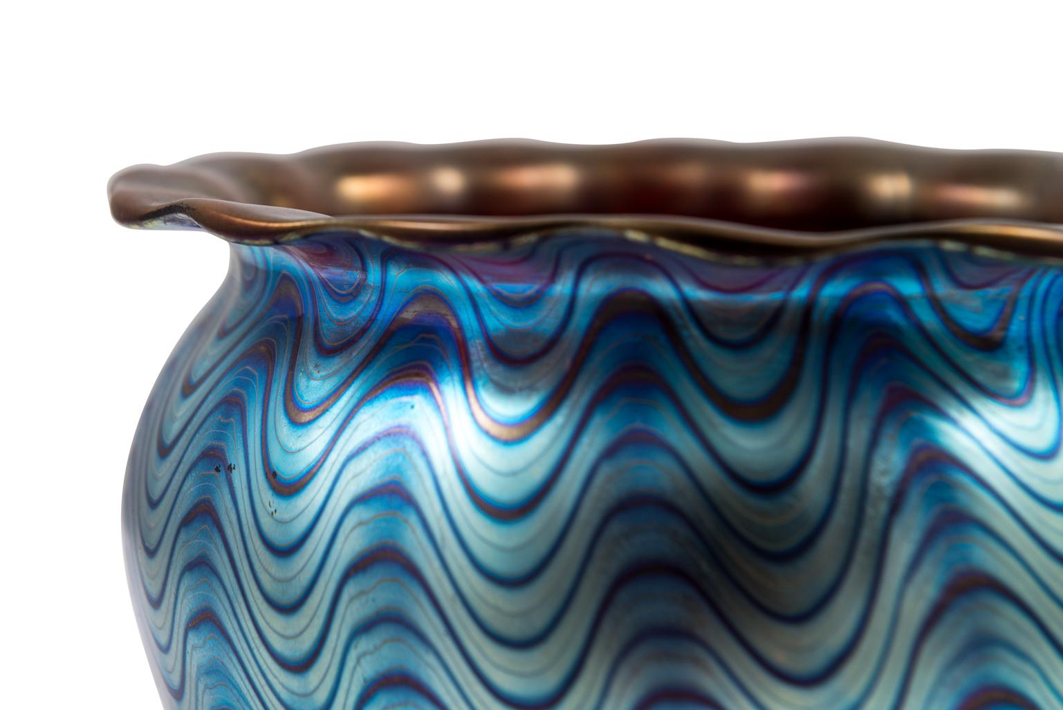 Art Nouveau Early Blue Loetz Vase Red Glass Undercoated