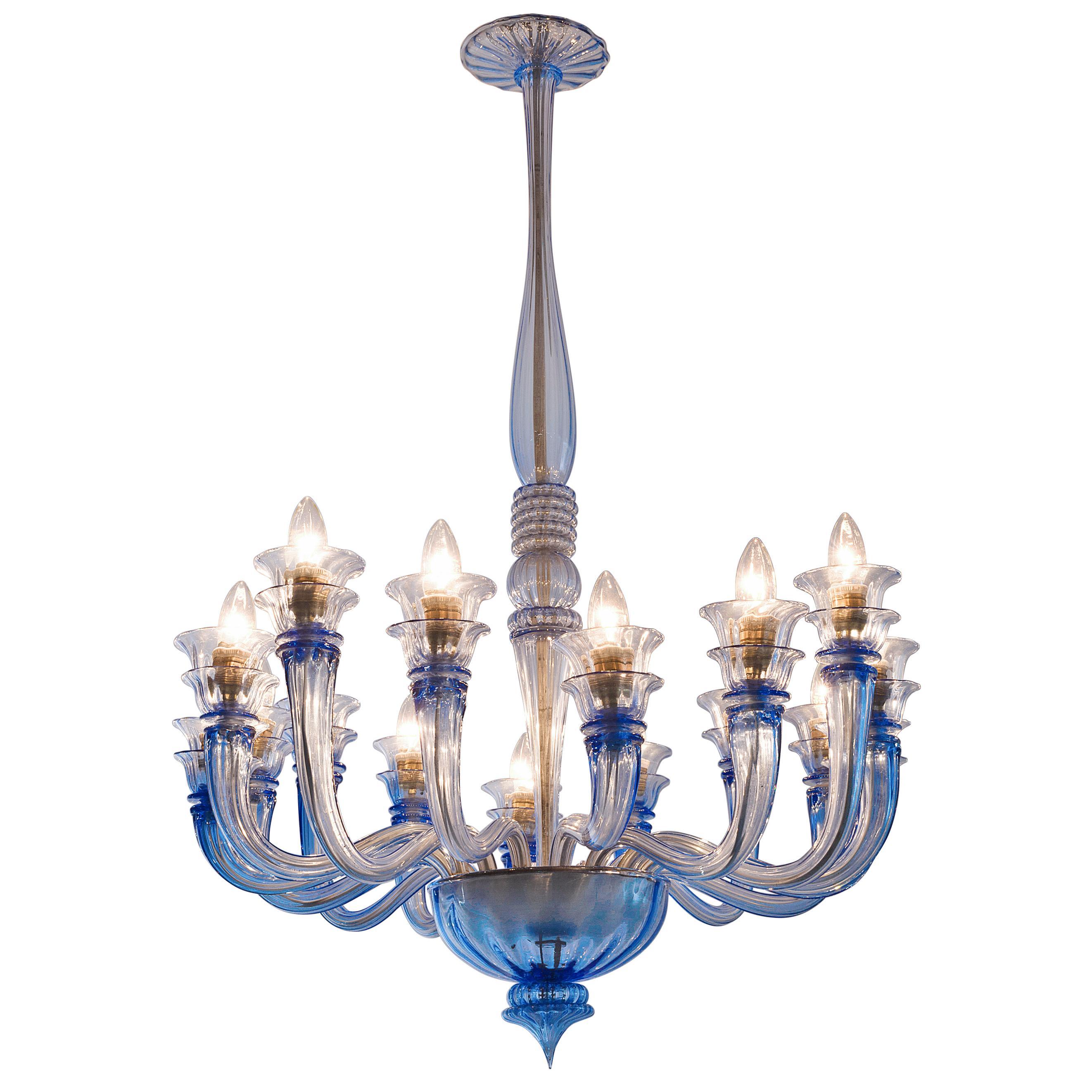 20th Century Early Blue Murano Chandelier by Venini