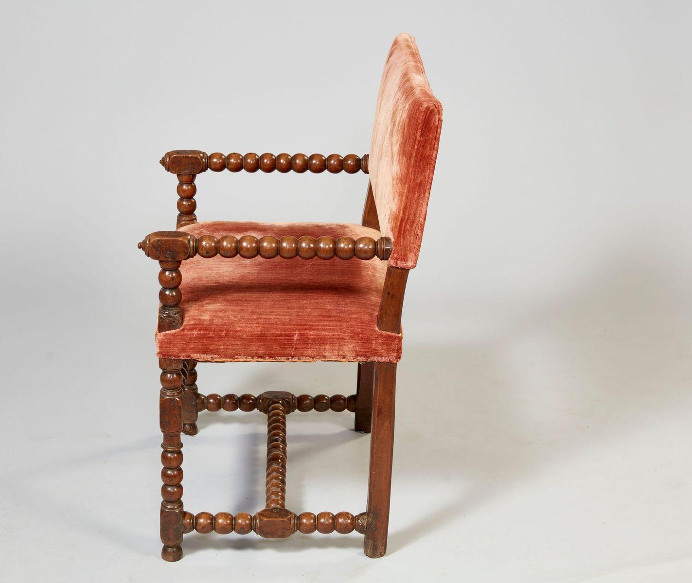 Italian Early Bobbin Turned Walnut Armchair For Sale