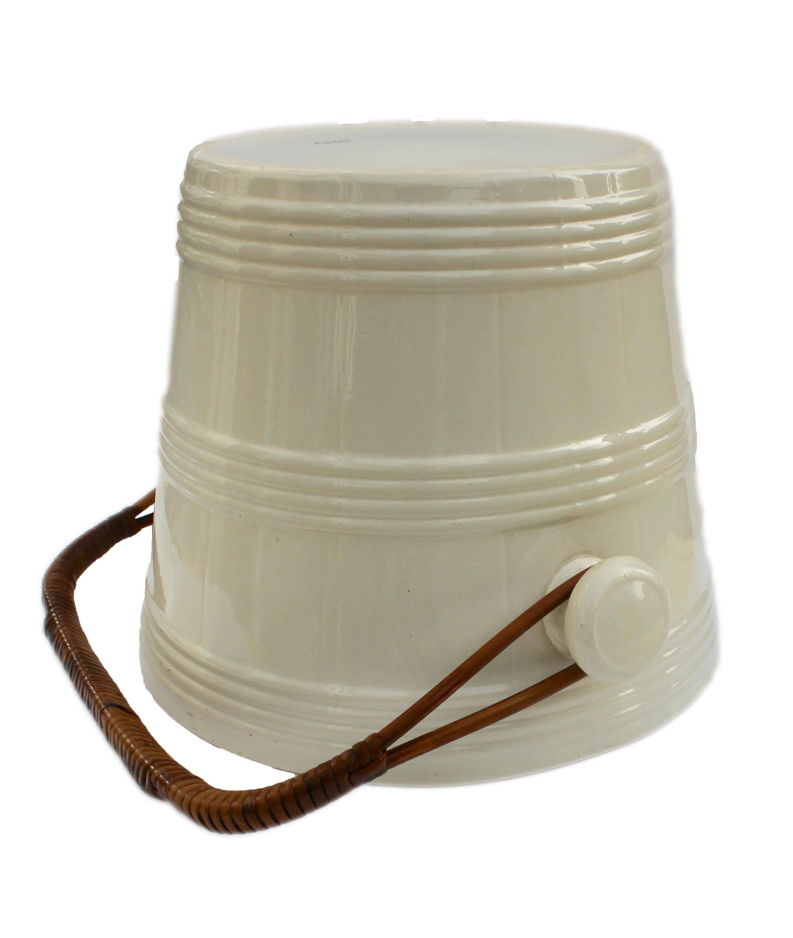 Caning Early Boch Freres Creamware Ice Bucket; with Earliest Mark, Belgium, circa 1841