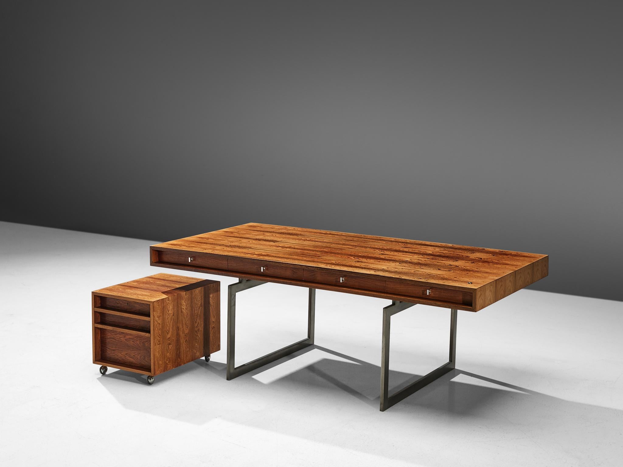 Mid-Century Modern Early Bodil Kjaer Executive Rosewood Writing Table and Cabinet