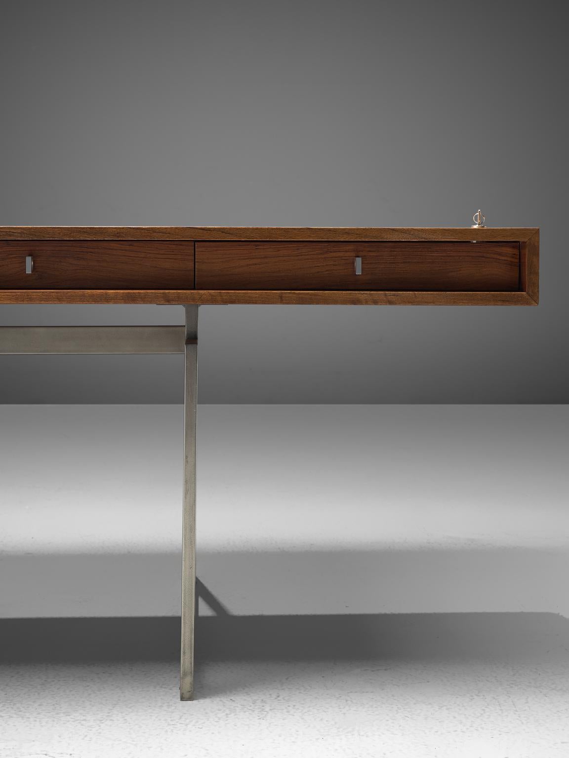 Early Bodil Kjaer Executive Rosewood Writing Table and Cabinet 1