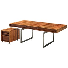 Early Bodil Kjaer Executive Rosewood Writing Table and Cabinet