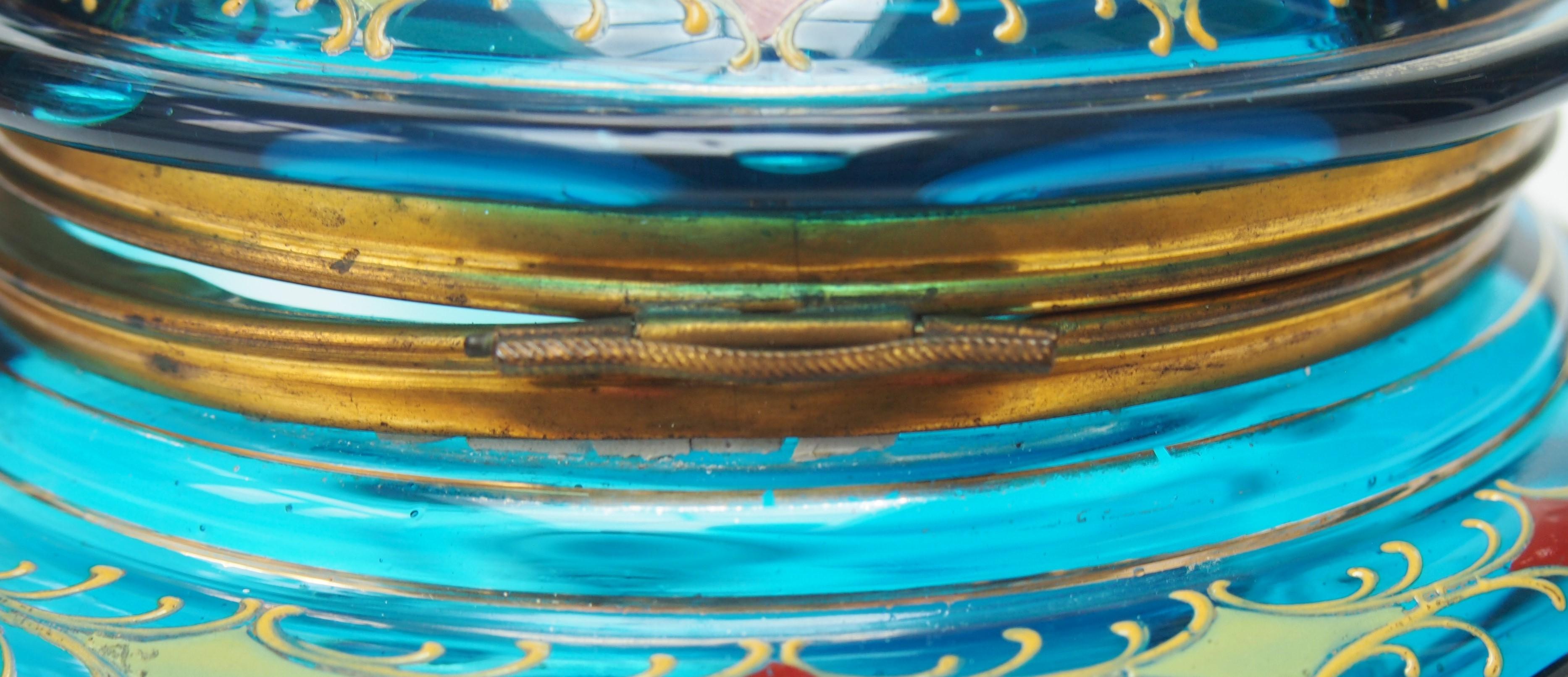 Early Bohemian Enamel Moser large, metal bound box and lid, 1895 For Sale 1