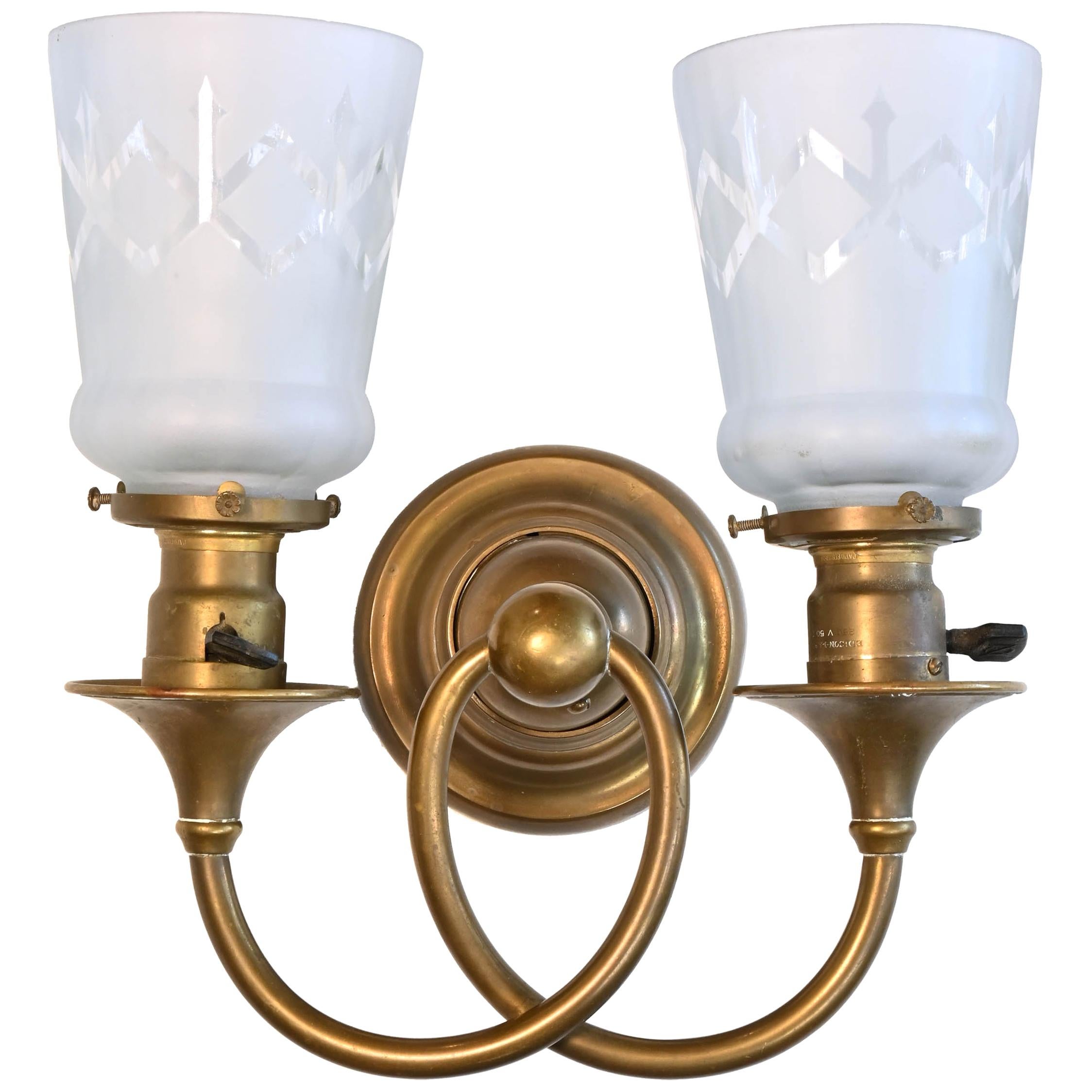 Early Bradley & Hubbard Sconce with Shades