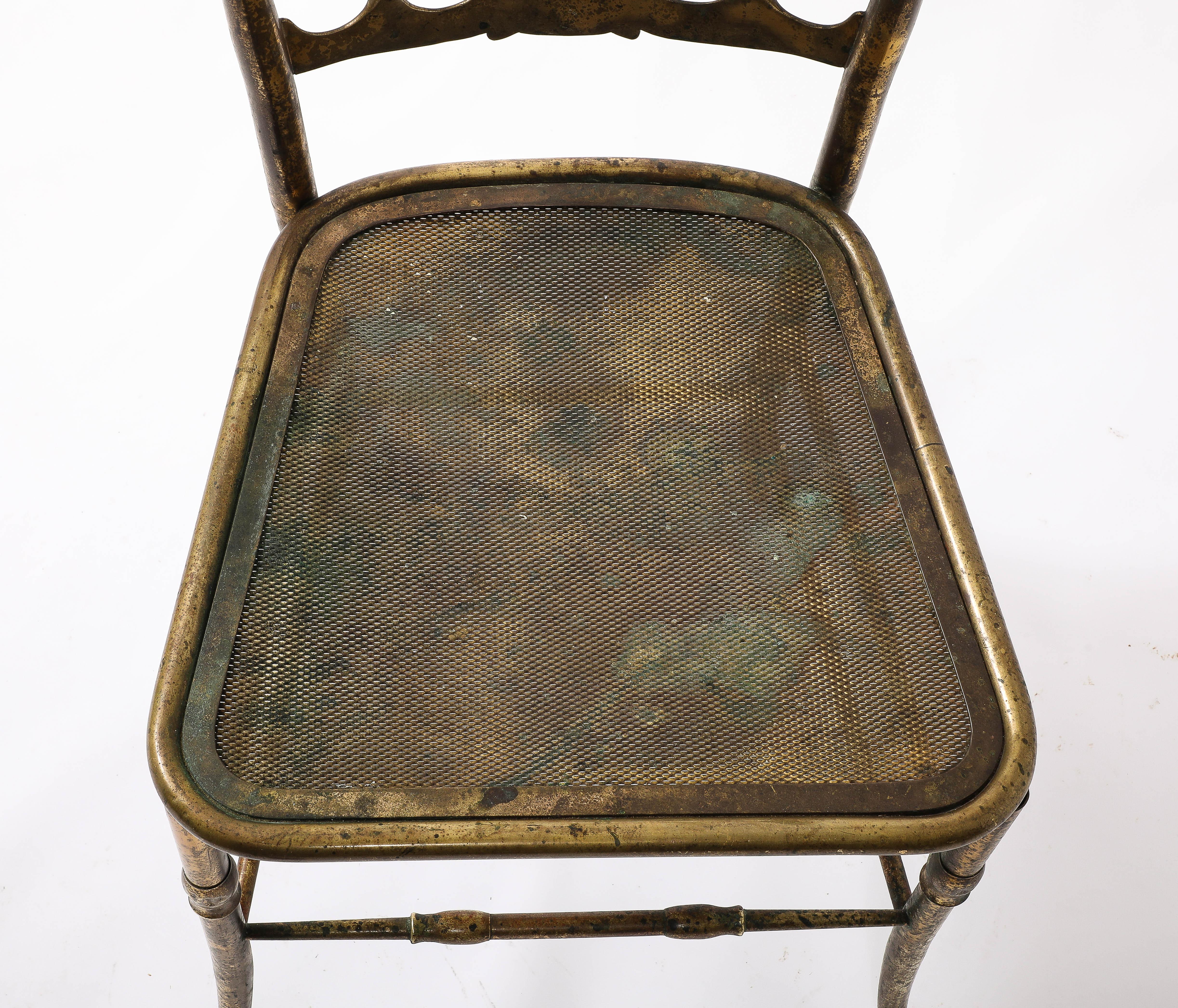 Neoclassical Early Brass Charivari Chair, Italy 1930's For Sale