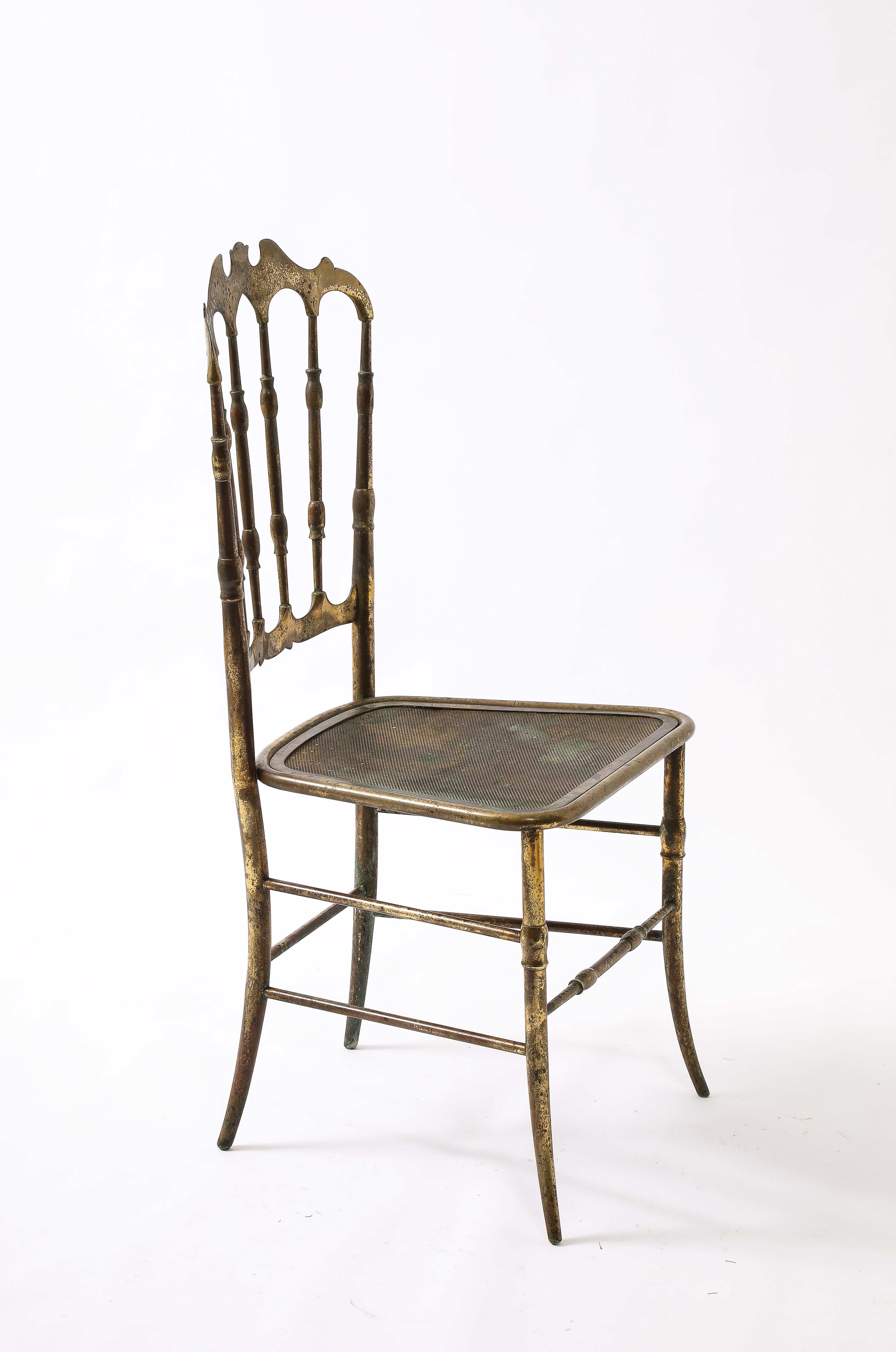 Italian Early Brass Charivari Chair, Italy 1930's For Sale