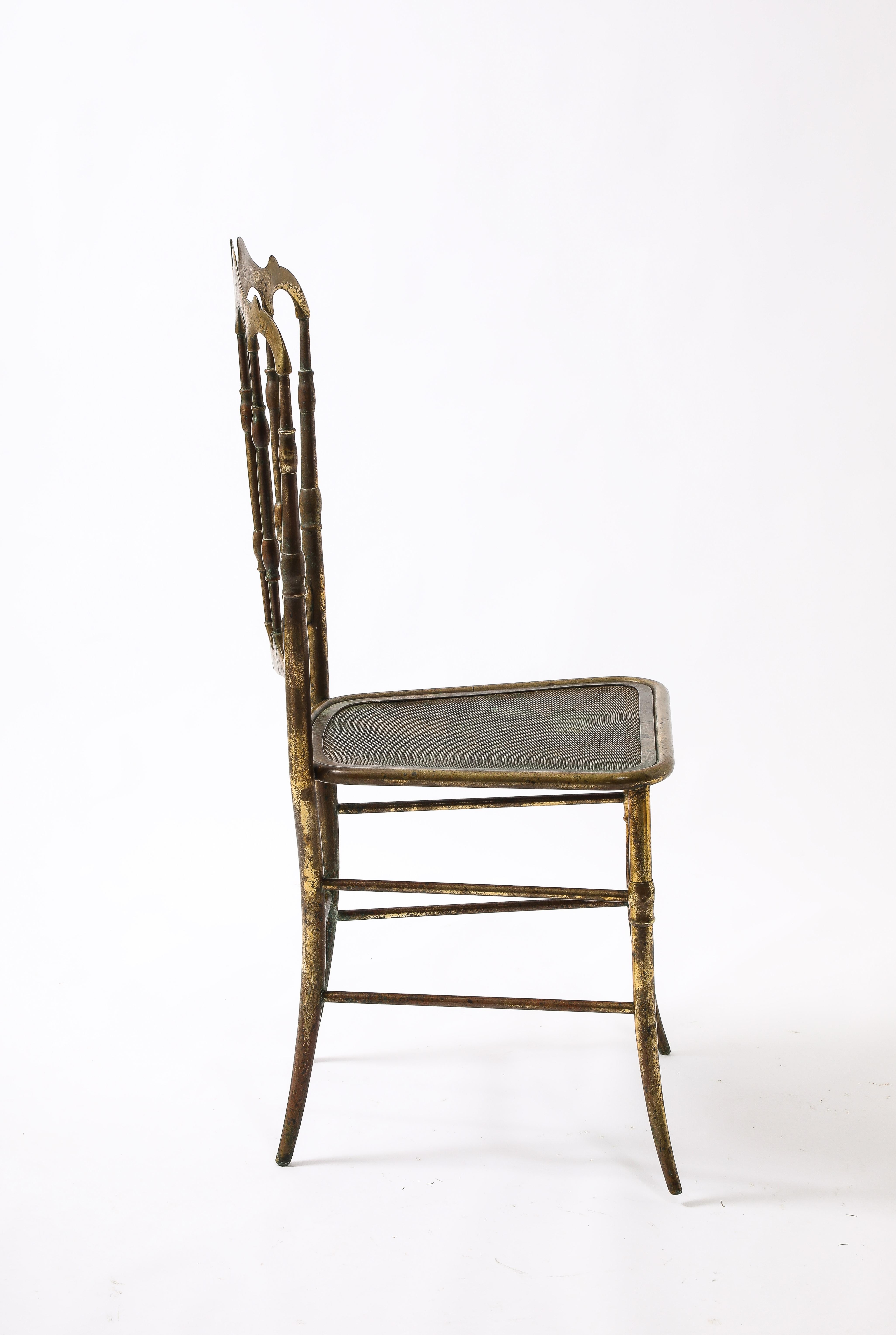 Welded Early Brass Charivari Chair, Italy 1930's For Sale