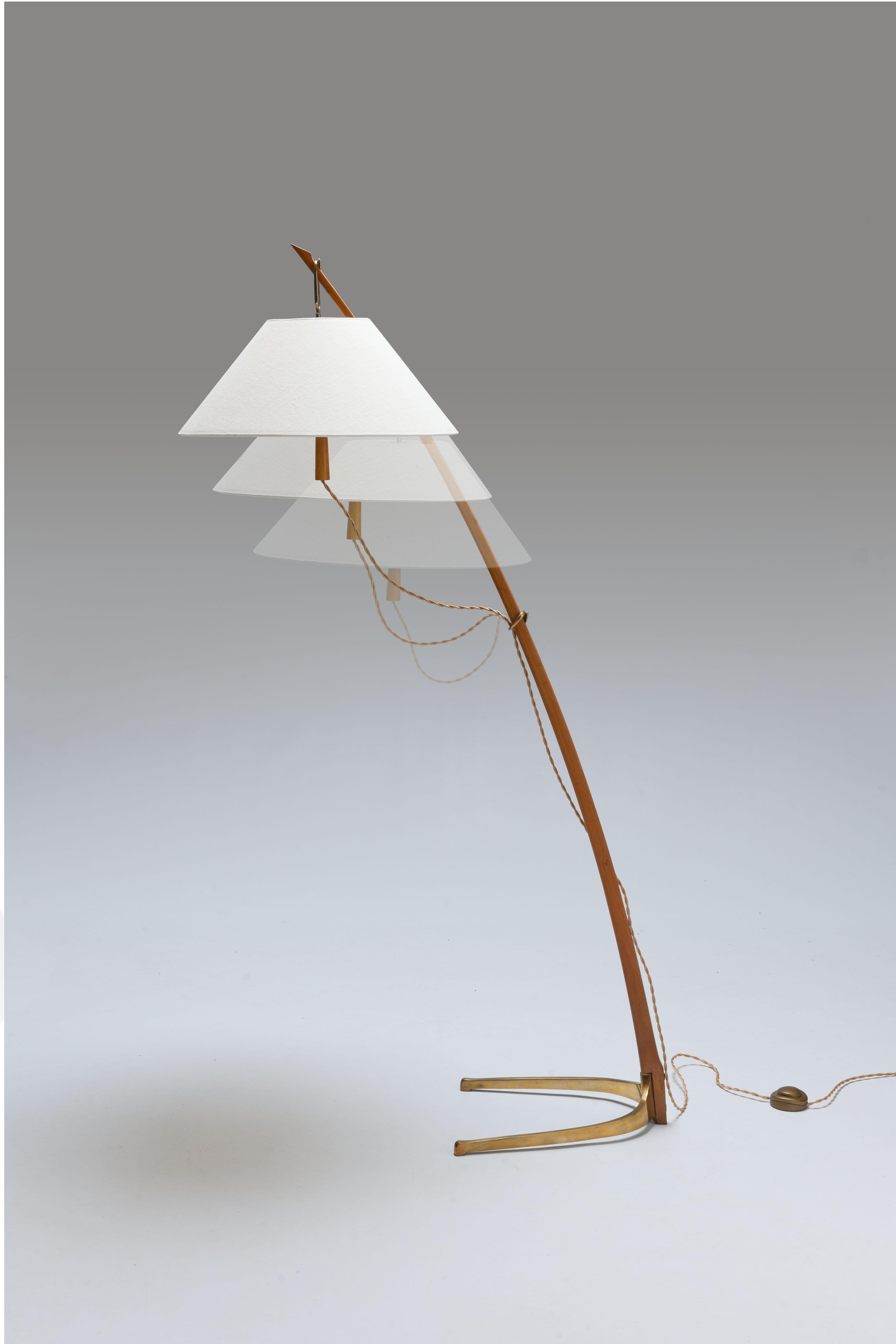 Early Brass 'Dornstab' Floor Lamp by J.T. Kalmar Austria 4
