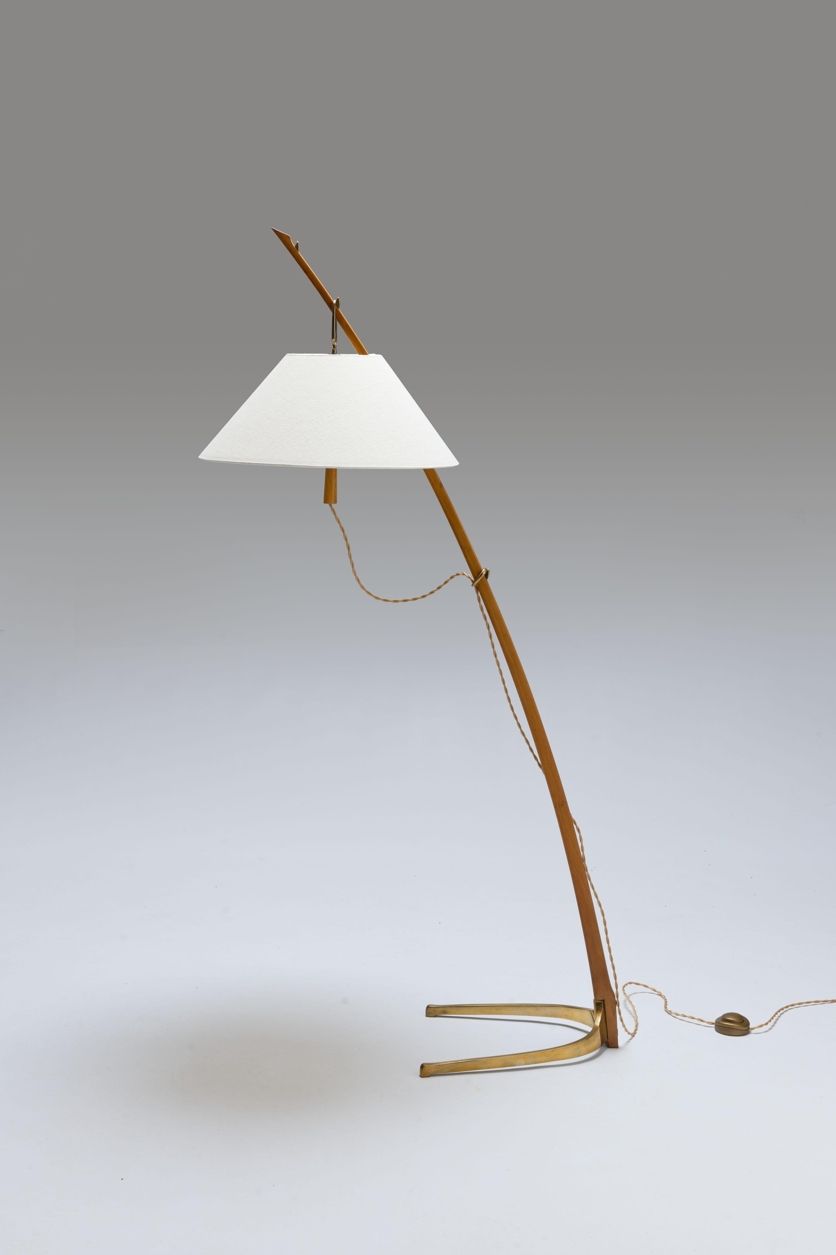 Early Brass 'Dornstab' Floor Lamp by J.T. Kalmar Austria 2