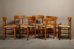 Early Børge Mogensen J39 Dining Chairs in oak and rush for FDB Møbler, Denmark